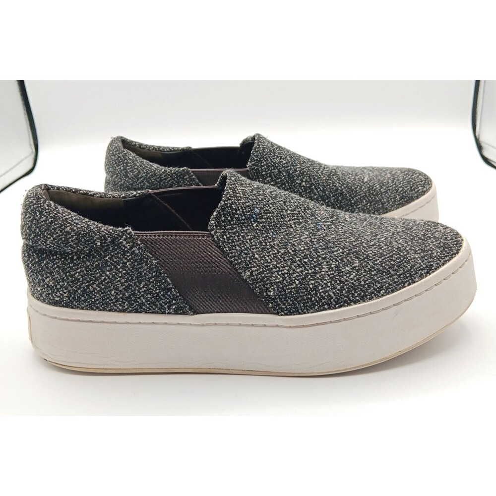 Vince Warren Sneakers Shoes Wm 8.5 Gray Tweed Slip On Platform Nautical Preppy